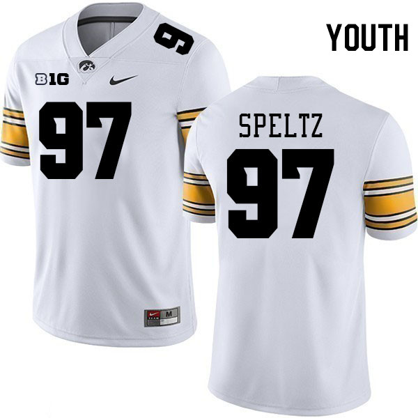 Youth #97 Ike Speltz Iowa Hawkeyes College Football Jerseys Stitched-White